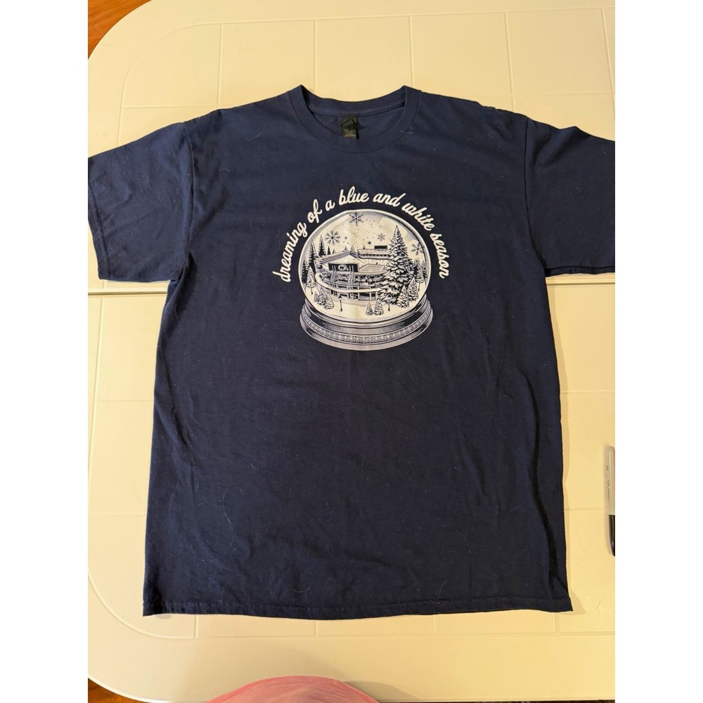 Penn State Holiday  Men's Blue Graphic Print Crew Neck T-Shirt Size L Winter